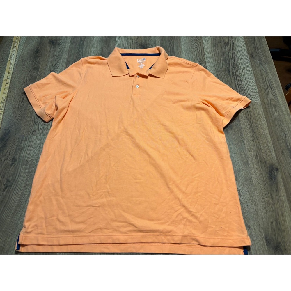Croft & Barrow Shirt Men Size XXL Orange Polo Shirt Short Sleeve Easy Care Pique